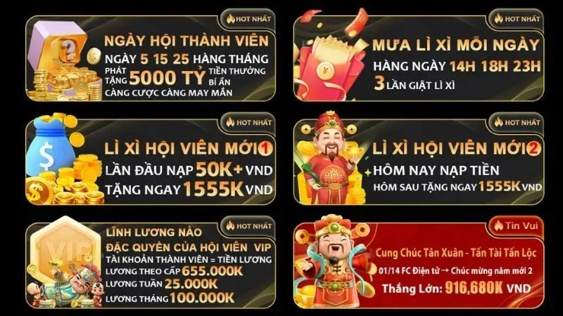 điểm danh các khuyến mãi 58win