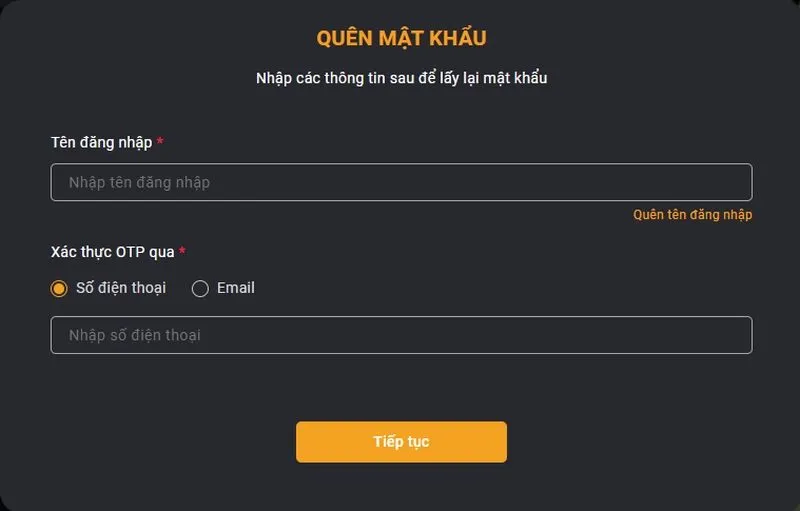 quên mật khẩu đăng nhập