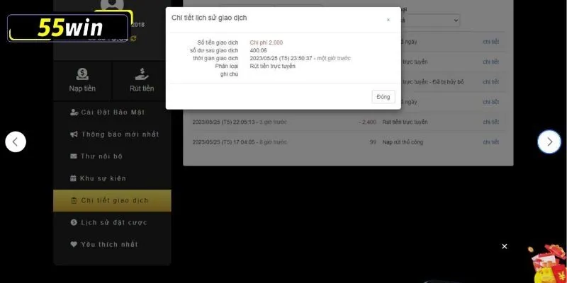thực hiện rút tiền 