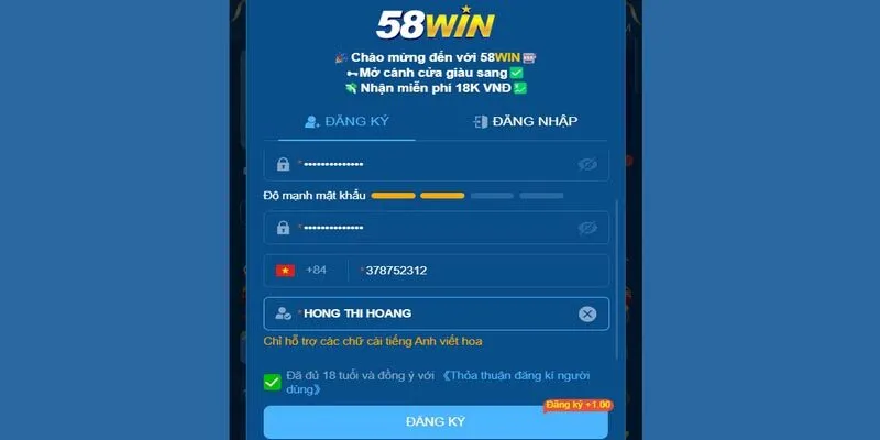 điền đầy đủ thông tin